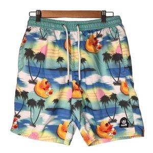 Neff Mens swim hot tub shorts swim trunks cool rubber duckies blue size small